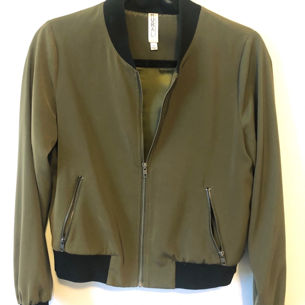 Green Silk Varsity Bomber Jacket